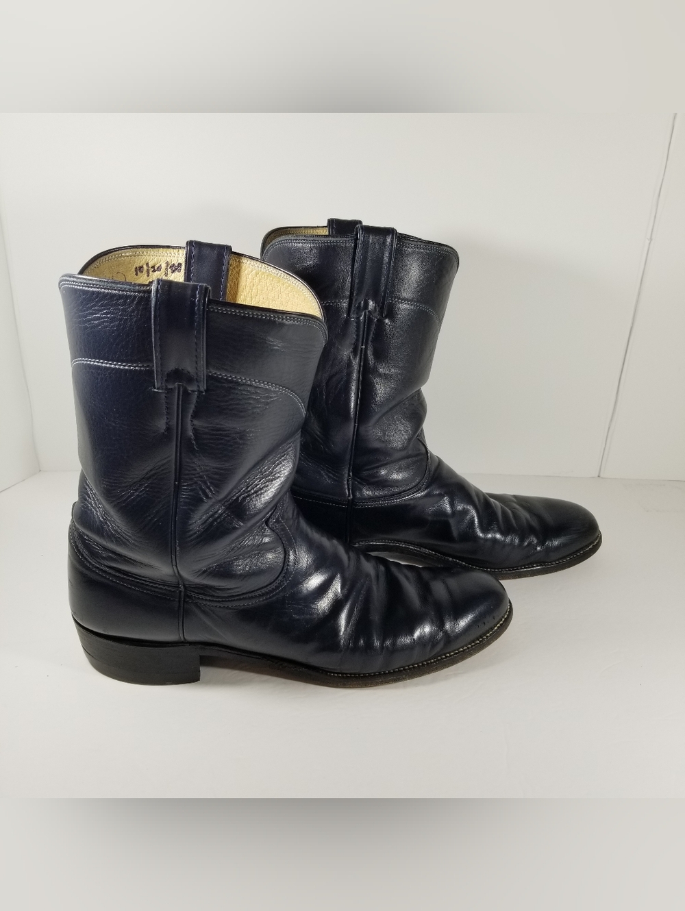 Justin Jackson Roper Western Cowboy Boots Men 13A Dark Blue Leather Pull On